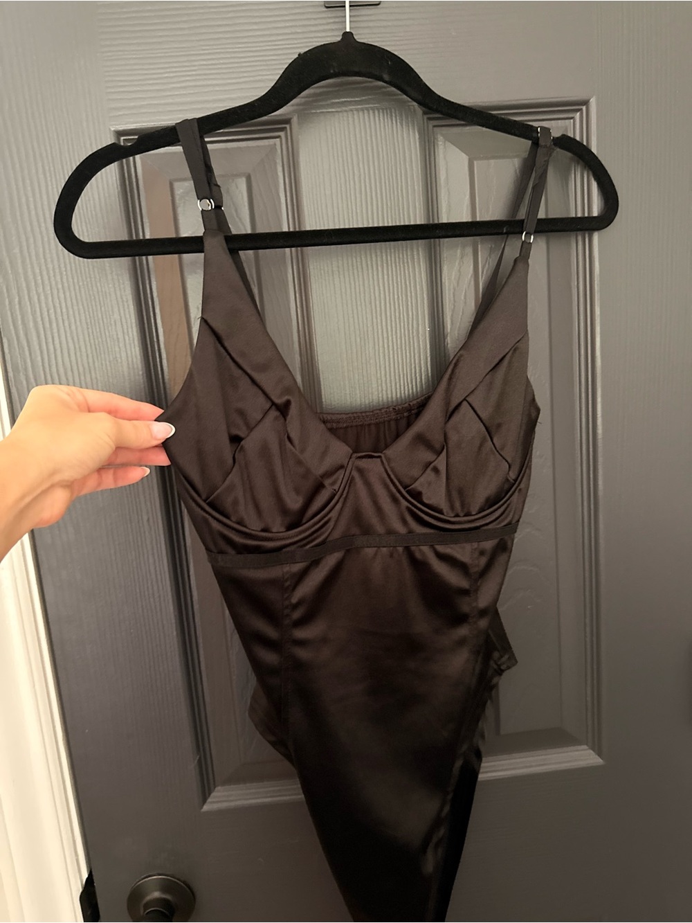 Satin, Black Bodysuit